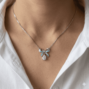 BOW WITH TEARDROP CHAIN PENDANT
