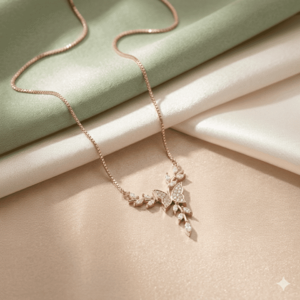 BUTTERFLY WITH LEAF CHAIN PENDANT 🦋
