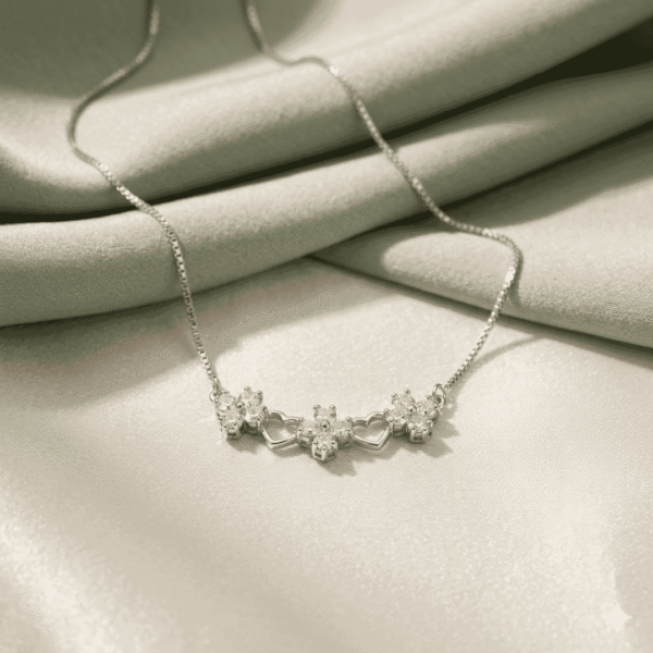 3 FLOWER WITH HEART CHAIN PENDANT
