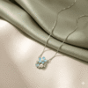 BLUE ENEMAL FLOWER WITH BUTTERFLY CHAIN PENDANT