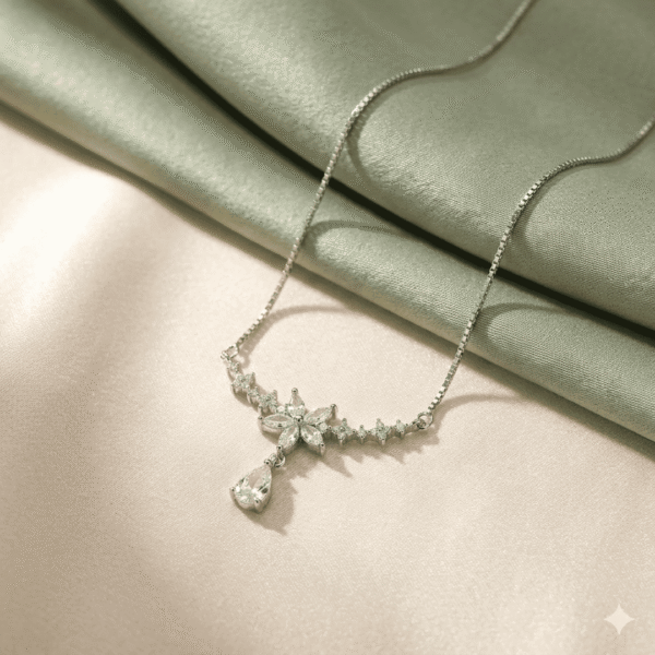 925 SILVER PETAL DROP CHAIN PENDANT